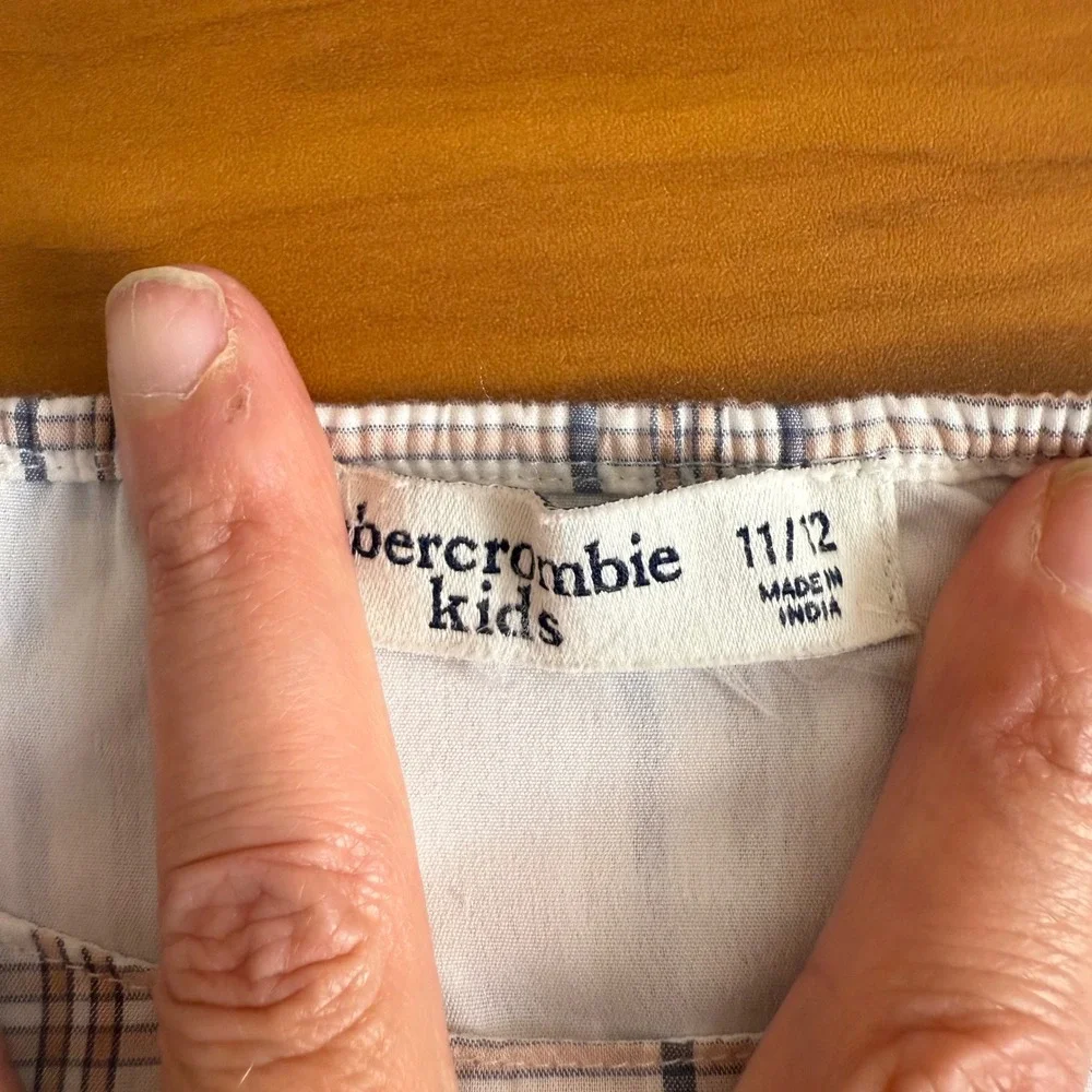 Abercrombie Girls Plaid Shirt‎ Long Sleeve Bow Tie Top 11/12